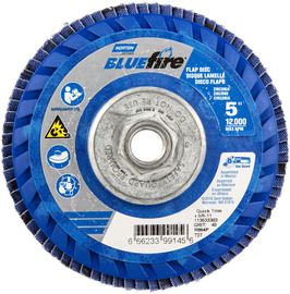 Norton® BlueFire 5" X 5/8" - 11 P40 Grit Type 27 Flap Disc