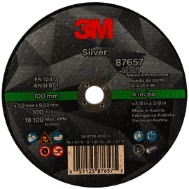 3M™ 4" X 0.125" X 3/8"  36 Grit Precision Shaped Ceramic Type 1 Cut-off Wheel