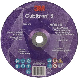 3M™ 9" X 1/4" X 7/8" Cubitron™ 3 36+ Grit Ceramic Grain Type 27 Depressed Center Grinding Wheel