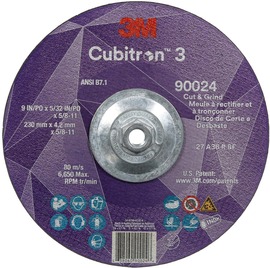 3M™ 9" X 5/32" X 5/8" - 11 Cubitron™ 3 36+ Grit Ceramic Grain Type 27 Depressed Center Combination Wheel