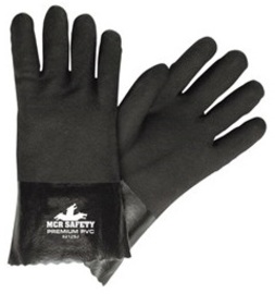 MCR Safety Large Black PlyFlex Jersey Lined PVC Chemical Resistant Gloves