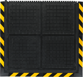 M+A Matting 39.75" X 43.75" Black With Yellow Edge Nitrile/PVC-Blended Foam Hog Heaven® End Linkable Anti-Fatigue Floor Mat With Customizable Solution M+A Matting 39.75" X 43.75" Black With Yellow Edge Nitrile/PVC-Blended Foam Hog Heaven® End Linkable Anti-Fatigue Floor Mat With Customizable Solution