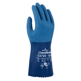 SHOWA™ X-Large Blue Polyester Lined Nitrile Chemical Resistant Gloves