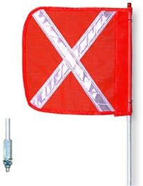 Checkers Safety 5' X .5" X .5" Orange Fiberglass Warning Whip With Reflective X Flag Checkers Safety 5' X .5" X .5" Orange Fiberglass Warning Whip With Reflective X Flag