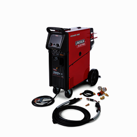 Lincoln Electric® POWER MIG® 360MP Single Phase CC/CV Multi-Process Welder With 208 - 575 Input Voltage, Pulse-on-Pulse® Delivery And Running Cart/Dual Cylinder Rack