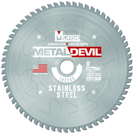 Morse® 9" 64 Teeth Metal Devil Carbide Tipped Circular Saw Blade (Stainless Steel Cutting) Morse® 9" 64 Teeth Metal Devil Carbide Tipped Circular Saw Blade (Stainless Steel Cutting)