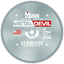 Morse® 14" 90 Teeth Metal Devil Carbide Tipped Circular Saw Blade (Stainless Steel Cutting) Morse® 14" 90 Teeth Metal Devil Carbide Tipped Circular Saw Blade (Stainless Steel Cutting)