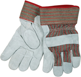 Memphis Glove Large Red Economy Shoulder Split Cowhide Palm Gloves With Fabric Back And Rubberized Safety Cuff