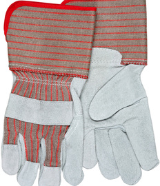 Memphis Glove Large Blue, Red And Black Shoulder Leather Palm Gloves With Fabric Back And Rubberized Safety Cuff