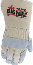 Memphis Glove Medium Natural Premium Side Split Leather Palm Gloves With Canvas Back And Gauntlet Cuff