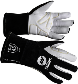 Miller® Small 11" Black And White Cowhide/Goatskin Mylar Lined TIG Welders Gloves