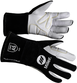 Miller® X-Large 11 3/4" Black And White Cowhide/Goatskin Mylar Lined TIG Welders Gloves