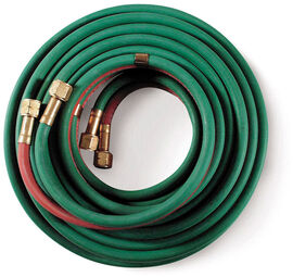 Hobart® 1/4" X 25' Green And Red Twin Hose With B Hose Fittings Hobart® 1/4" X 25' Green And Red Twin Hose With B Hose Fittings