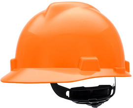 MSA Orange V-Gard® Polyethylene Cap Style Hard Hat With 4 Point Ratchet Suspension MSA Orange V-Gard® Polyethylene Cap Style Hard Hat With 4 Point Ratchet Suspension