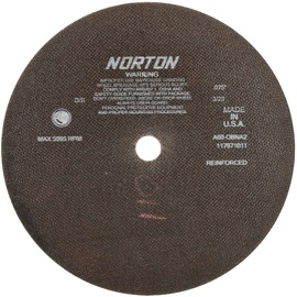 Norton® 12" X .075" X 1" Norton® Medium Grit Aluminum Oxide Type 01 Cut-Off Wheel Norton® 12" X .075" X 1" Norton® Medium Grit Aluminum Oxide Type 01 Cut-Off Wheel