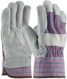 Protective Industrial Products Large Blue Split Cowhide Palm Gloves With Canvas Back And Starched Safety Cuff