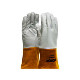 RADNOR™ X-Large 12.5" White And Brown Premium Top Grain Kidskin Leather Unlined Welders Glove