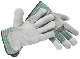 RADNOR™ Large Green Shoulder Split Leather Palm Gloves With Canvas Back And Safety Cuff