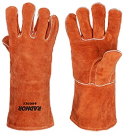 RADNOR™ Large 14" Brown Premium Cowhide Cotton Lined Hot/Heavy Material Handling Welders Gloves