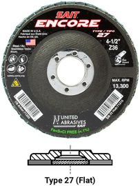 United Abrasives SAIT 4-1/2" X 7/8" 36 Grit Type 27 Flap Discs