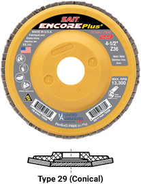 United Abrasives SAIT 4-1/2" X 7/8" 40 Grit Type 29 Flap Discs