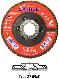 United Abrasives SAIT 4-1/2" X 7/8" 40 Grit Type 27 Flap Discs