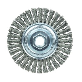 Weiler® 4" X 5/8" - 11" Wolverine™ Steel Knot Wire Wheel Brush Weiler® 4" X 5/8" - 11" Wolverine™ Steel Knot Wire Wheel Brush