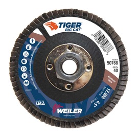 Weiler® Tiger® Big Cat 4 1/2" X 5/8" - 11" 40 Grit Type 27 Flap Disc