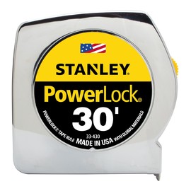 Stanley® PowerLock® 1" X 30' Silver And Yellow Tape Measure With Corrosion-Resistant End Hook Stanley® PowerLock® 1" X 30' Silver And Yellow Tape Measure With Corrosion-Resistant End Hook