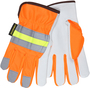 MCR Safety® Small Hi-Viz Orange And White Goatskin Unlined Drivers Gloves