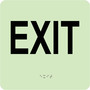 Accuform Signs® 8" X 8" Black And White .10" Glow-In-The Dark Braille Plastic Directional & Traffic Sign "EXIT"