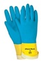 MCR Safety 2X Blue And Yellow ChemTech 28 mil Latex Chemical Resistant Gloves