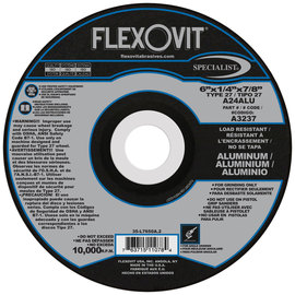 FlexOVit® 6" X 1/4" X 7/8" SPECIALIST® ALUMINUM 24 Grit Aluminum Oxide Grain Type 27 Depressed Center Grinding Wheel