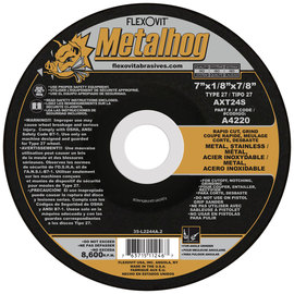 FlexOVit® 7" X 1/8" X 7/8" Metalhog® 24 Grit Premium Blend Grain Type 27 Depressed Center Grinding Wheel