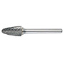 RADNOR™ SF-3L6DC 3/8" X 3/4" Radius Tree Shape Double Cut Carbide Burr