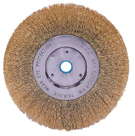 Weiler® 6" X 5/8" - 1/2" Trulock™ Brass Crimped Wire Wheel Brush