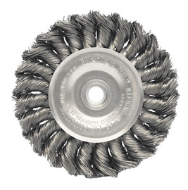 Weiler® 4" X 1/2" - 3/8" Dualife™ Steel Knot Wire Wheel Brush