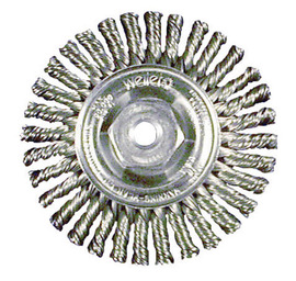 Weiler® 4" X M10 X 1-1/4" Dualife™ Mighty-Mite™ Roughneck® Steel Knot Wire Wheel Brush