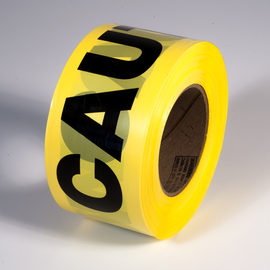 RADNOR™ 3" X 1000' Yellow 1.5 mil Polyethylene Primeguard Barricade Tape "CAUTION"