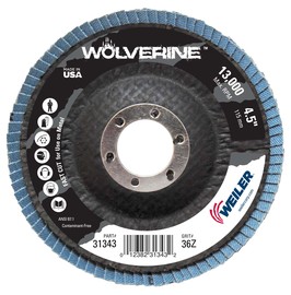 Weiler® Wolverine® 4 1/2" X 7/8" 36 Grit Type 29 Flap Disc