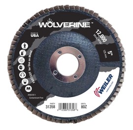 Weiler® Wolverine® 5" X 7/8" 80 Grit Type 29 Flap Disc