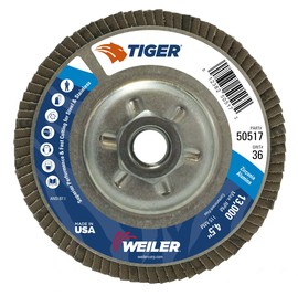 Weiler® Tiger® 4 1/2" X 5/8" - 11" 36 Grit Type 29 Flap Disc