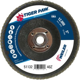 Weiler® Tiger Paw™ 5" X 5/8" - 11" 40 Grit Type 29 Flap Disc