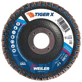 Weiler® Tiger® X 4 1/2" X 7/8" 40 Grit Type 27 Flap Disc