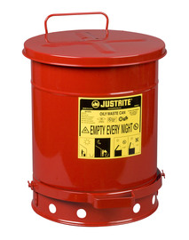 Justrite® 10 Gallon Red Galvanized Steel Oily Waste Can