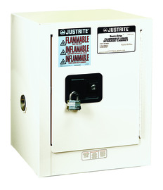 Justrite® 4 Gallon White Sure-Grip® EX 18 Gauge Cold Rolled Steel Safety Cabinet
