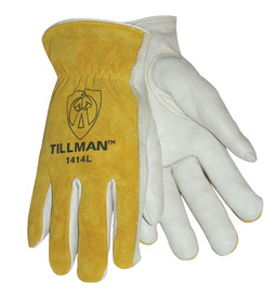 Tillman® Large Yellow And White Top Grain Split Cowhide Unlined Drivers Gloves