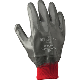 SHOWA® Size 10  Light Weight Nitrile Full Coated  Work Gloves With Cotton Liner And Knit Wrist