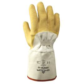 SHOWA® Size 10  Heavy Duty Rubber Palm Coated  Work Gloves With Cotton Liner And Gauntlet Cuff