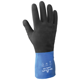 SHOWA™ X-Large Yellow And Blue Cotton Flock Lined Neoprene And Rubber Latex Chemical Resistant Gloves